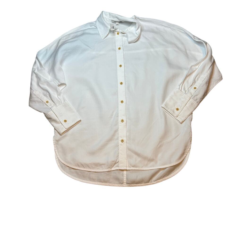 NWT Women’s Relaxed Dolman Button-Up Shirt White Tencel Size S - Picture 4 of 7